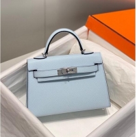 Sophisticated Hermes Mini Kelly II Bag 19cm in Epsom Leather 0118 Grail Blue 2025