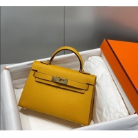 Luxury Discount Hermes Mini Kelly II Bag 19cm in Epsom Leather 0118 Amber Yellow 2025