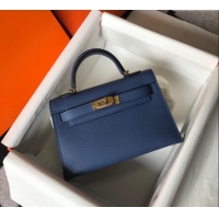 Buy Classic Hermes Mini Kelly II Bag 19cm in Epsom Leather 0118 Agate Blue 2025