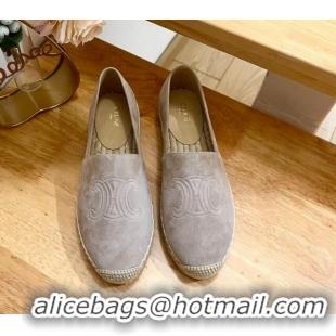 Best Product Celine Suede Logo Espadrilles Flats Grey 1223090