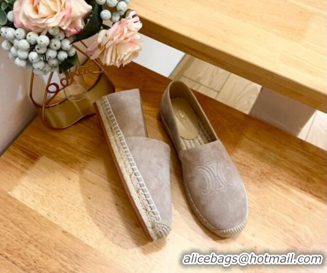 Best Product Celine Suede Logo Espadrilles Flats Grey 1223090