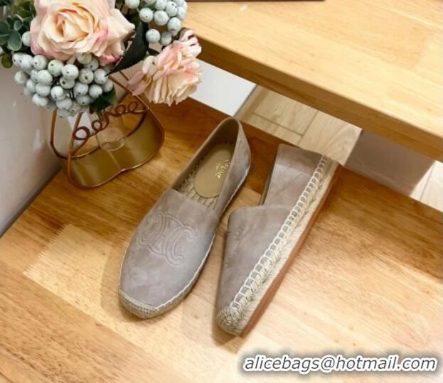 Best Product Celine Suede Logo Espadrilles Flats Grey 1223090