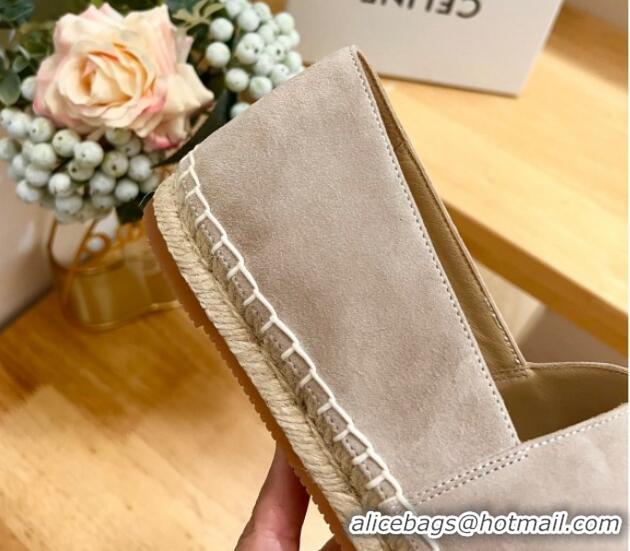 Best Product Celine Suede Logo Espadrilles Flats Grey 1223090