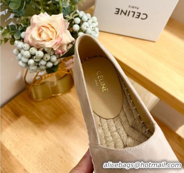 Best Product Celine Suede Logo Espadrilles Flats Grey 1223090