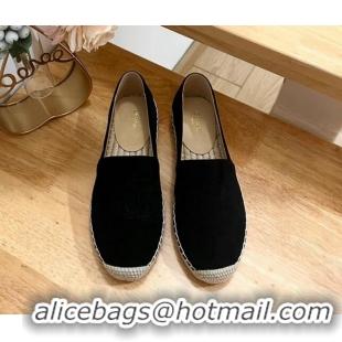 Top Grade Celine Suede Logo Espadrilles Flats Black 1223091