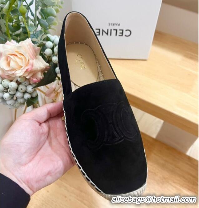 Top Grade Celine Suede Logo Espadrilles Flats Black 1223091