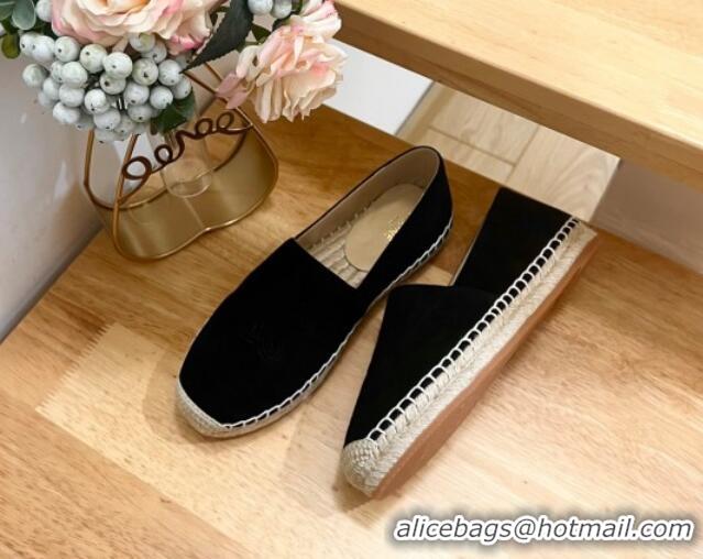 Top Grade Celine Suede Logo Espadrilles Flats Black 1223091