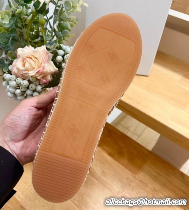 Durable Celine Suede Logo Espadrilles Flats Brown 1223092