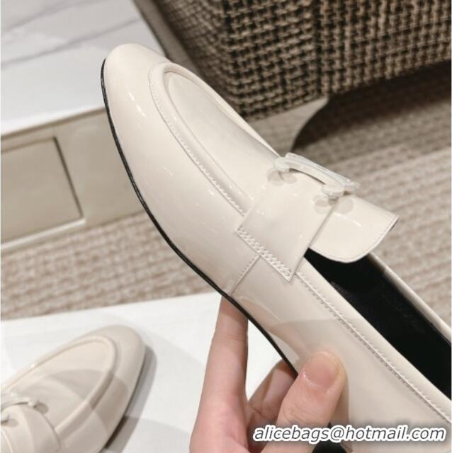 Purchase Celine One-to-One Triomphe Logo Flat Loafers in Patent Leather White 1223095