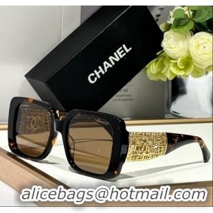 Inexpensive Chanel Sunglasses with Gold-Tone Mesh CH5532 Brown 2024