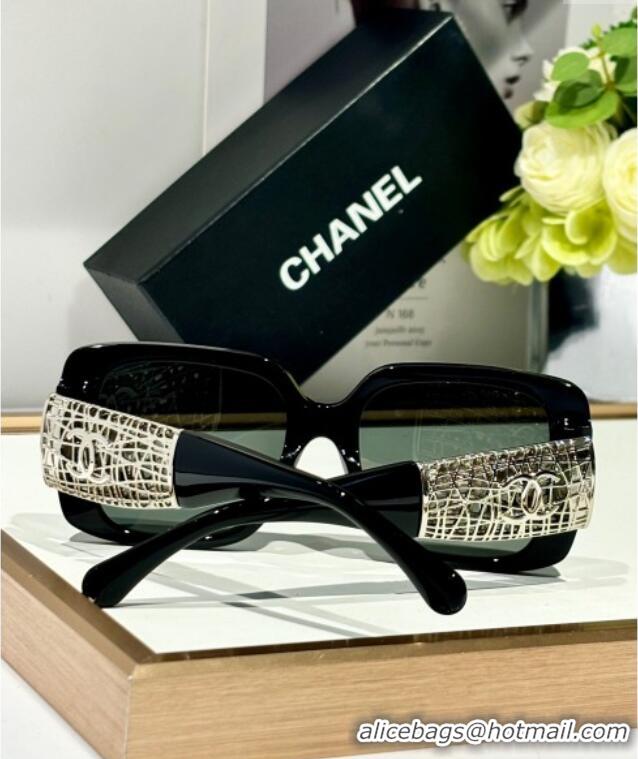 Cheap Design Chanel Sunglasses with Silver-Tone Mesh CH5532 Black 2024