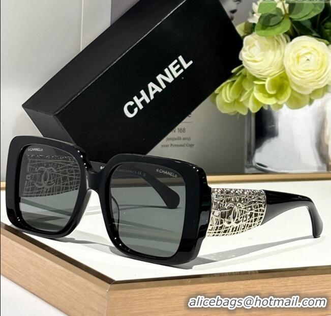 Cheap Design Chanel Sunglasses with Silver-Tone Mesh CH5532 Black 2024