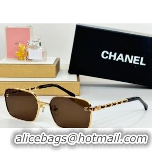 Top Quality Chanel Sunglasses with Chain CH4282 Brown 2024