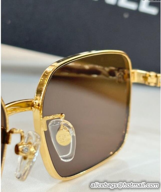 Top Quality Chanel Sunglasses with Chain CH4282 Brown 2024