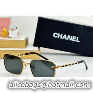 Luxury Cheap Chanel Sunglasses with Chain CH4282 Grey/Gold 2024