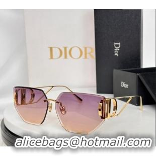 Luxury Cheap Dior 30 Montaigne B3U Sqaure Sunglasses D5116 Purple/Gold 2024