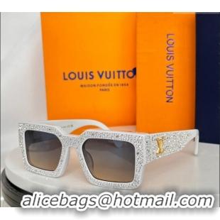 Stylish Discount Louis Vuitton Sunglasses with Strass Z2396E White 2024