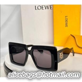 Trendy Design Loewe Sqaure Sunglasses with Stripes LW40090 Black/Dark Grey 2024