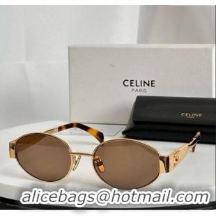 Good Quality Celine Triomphe Sunglasses CL40235U 03 Brown/Gold 2025