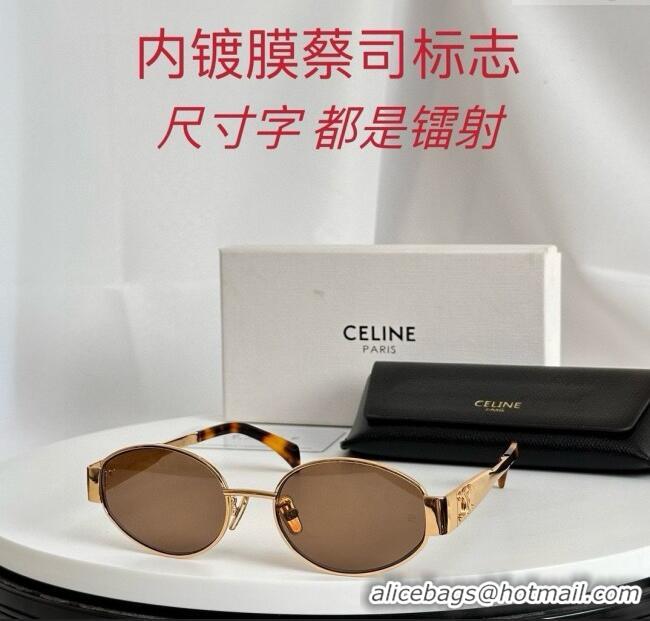 Good Quality Celine Triomphe Sunglasses CL40235U 03 Brown/Gold 2025