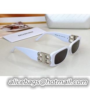 Well Crafted Balenciaga Sunglasses with Strass BB0096 White 2024