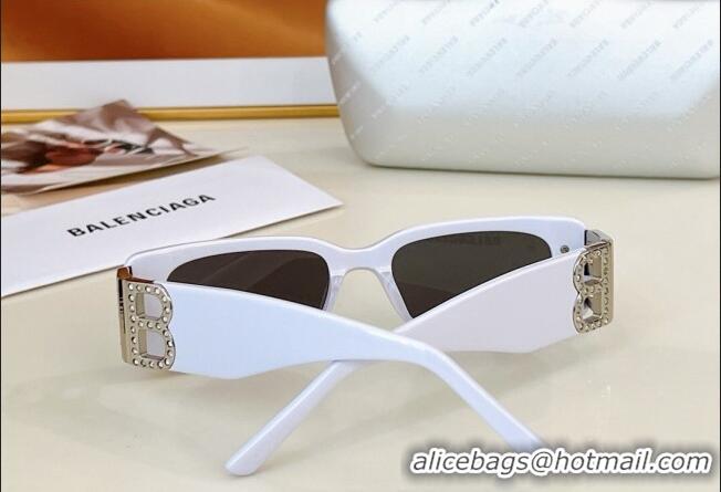 Well Crafted Balenciaga Sunglasses with Strass BB0096 White 2024