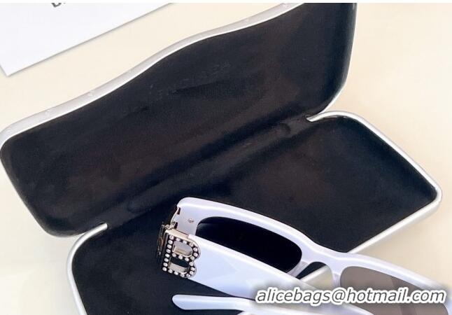 Well Crafted Balenciaga Sunglasses with Strass BB0096 White 2024