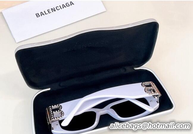 Well Crafted Balenciaga Sunglasses with Strass BB0096 White 2024