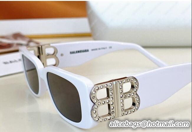 Well Crafted Balenciaga Sunglasses with Strass BB0096 White 2024