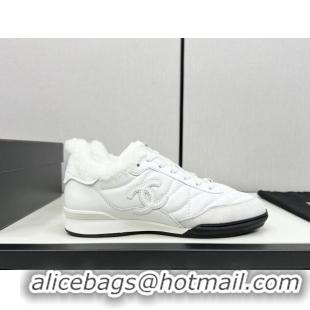 Shop Cheap Chanel Calfskin & Wool Sneakers CH121114 White