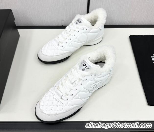 Shop Cheap Chanel Calfskin & Wool Sneakers CH121114 White