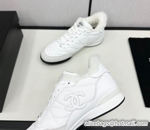 Shop Cheap Chanel Calfskin & Wool Sneakers CH121114 White