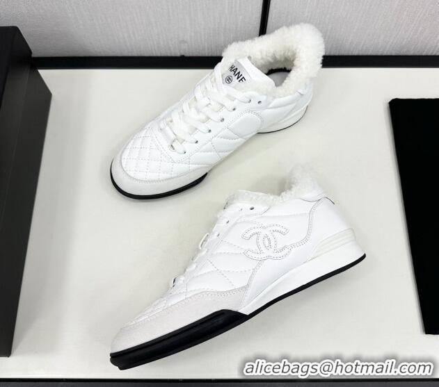 Shop Cheap Chanel Calfskin & Wool Sneakers CH121114 White