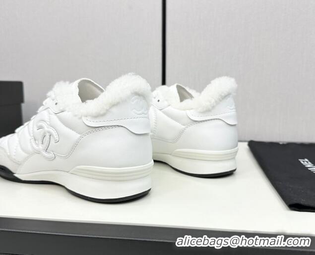 Shop Cheap Chanel Calfskin & Wool Sneakers CH121114 White