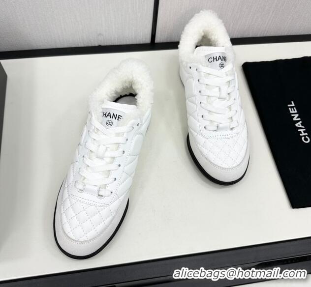 Shop Cheap Chanel Calfskin & Wool Sneakers CH121114 White