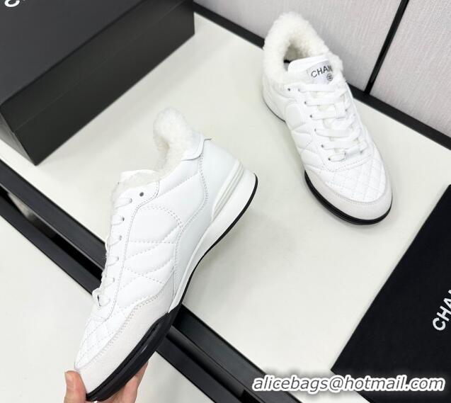 Shop Cheap Chanel Calfskin & Wool Sneakers CH121114 White