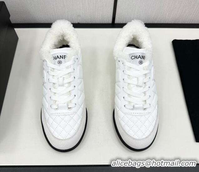 Shop Cheap Chanel Calfskin & Wool Sneakers CH121114 White