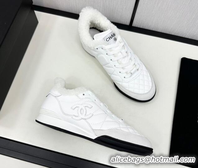 Shop Cheap Chanel Calfskin & Wool Sneakers CH121114 White