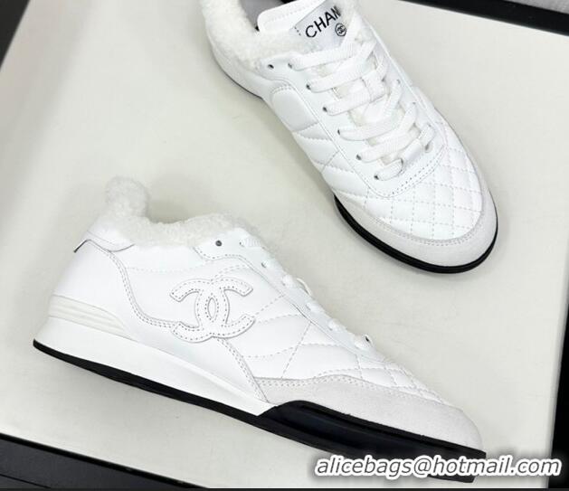 Shop Cheap Chanel Calfskin & Wool Sneakers CH121114 White