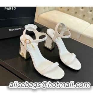 Buy New Cheap Chanel Fabric Sandals 7cm with Strass Heel G45235