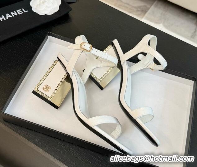 Buy New Cheap Chanel Fabric Sandals 7cm with Strass Heel G45235