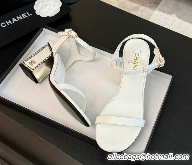 Buy New Cheap Chanel Fabric Sandals 7cm with Strass Heel G45235