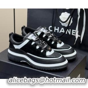 Classic Hot Chanel Suede and Calfskin Sneakers Black 0102011