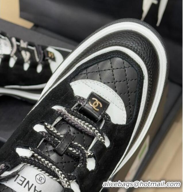 Classic Hot Chanel Suede and Calfskin Sneakers Black 0102011