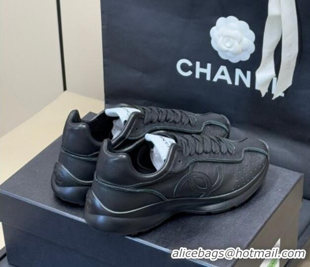 Top Grade Chanel Calfskin Leather Sneakers Black 0102012