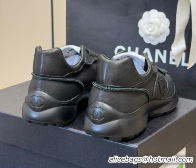 Top Grade Chanel Calfskin Leather Sneakers Black 0102012