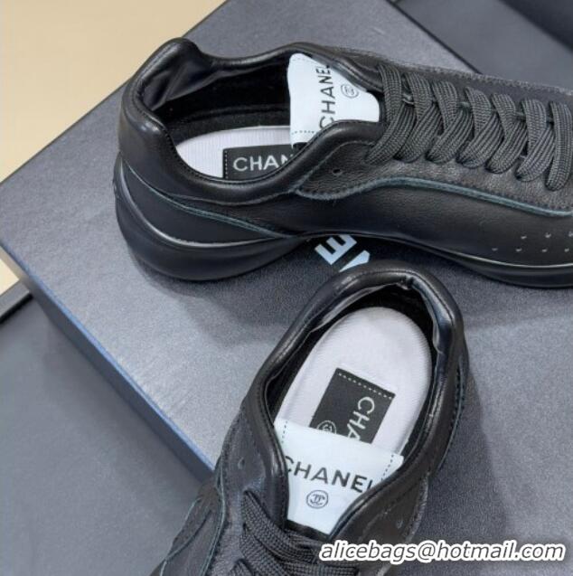 Top Grade Chanel Calfskin Leather Sneakers Black 0102012