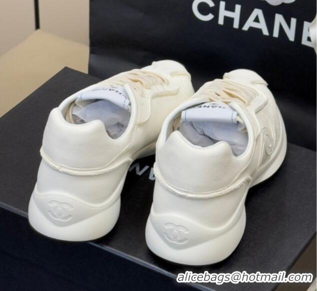 Grade Quality Chanel Calfskin Leather Sneakers White 0102013