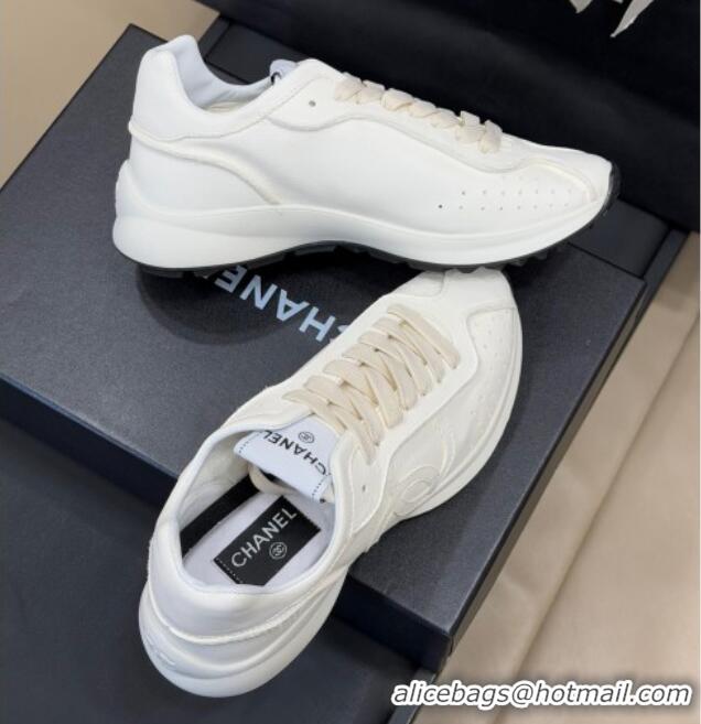 Grade Quality Chanel Calfskin Leather Sneakers White 0102013