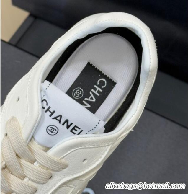 Grade Quality Chanel Calfskin Leather Sneakers White 0102013